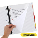 Five Star Spiral Notebook + Study App, 5 Subject, College Ruled Paper, Advance Notebook with Spiral Guard, Movable Tabbed Dividers and Expanding Pockets, 8-1/2" x 11", 200 Sheets, Red (73146)