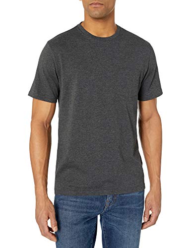 Amazon Essentials Men's Slim-Fit Short-Sleeve Crewneck T-Shirt, Pack of 2, Blue/Charcoal Heather, Large