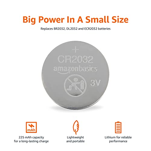Amazon Basics 4-Pack CR2032 Lithium Coin Cell Battery, 3 Volt, Long Lasting Power, Mercury-Free