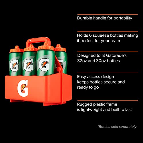 Gatorade 6ct Squeeze Bottle Carrier, Team Equipment, Bottle Caddy, Bottle Holder, Bottles Not Included, Orange
