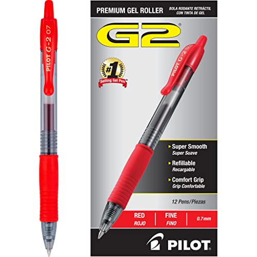 Pilot, G2 Premium Gel Roller Pens, Fine Point 0.7 mm, Navy Blue, Pack of 12