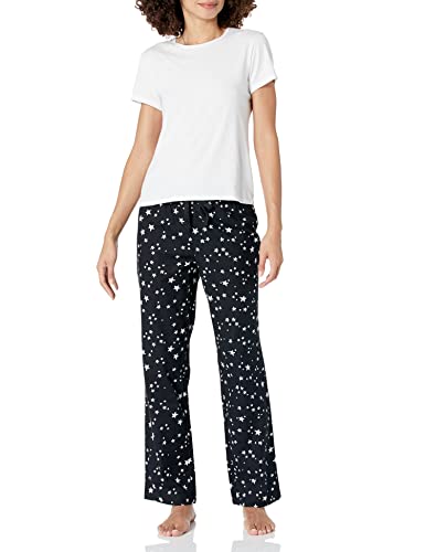 Amazon Essentials Women's Flannel Sleep Pant (Available in Plus Size), Black Stars, X-Small