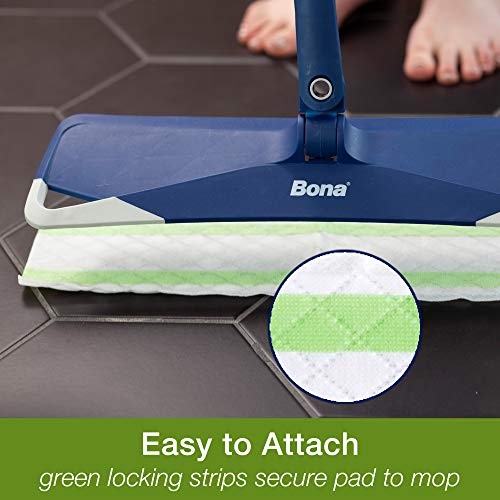 Bona Hard-Surface Floor Disposable Wet Cleaning Pads - 12-Pack - Residue-Free Floor Cleaning Solution for Stone, Tile, Laminate, and Vinyl LVT/LVP Floors