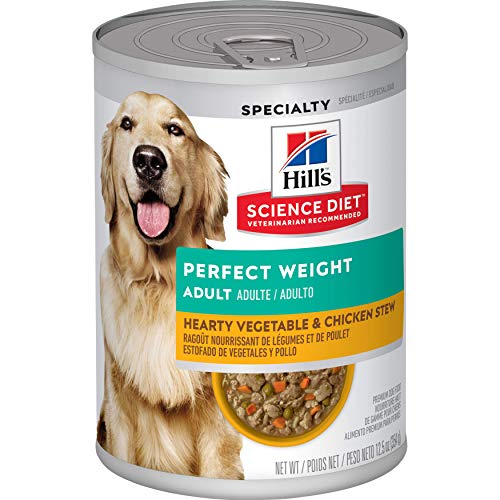Hills Science Diet Wet Dog Food, Adult, Perfect for Weight Management, Hearty Vegetable & Chicken Stew Recipe, 12.5 oz Cans, 12-pack