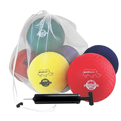 Champion Sports RSPG7SET Playground Ball Set Six 7 Inch Rhino Skin Soft Inflatable Balls Includes Storage Bag and Pump