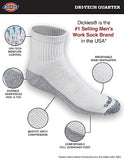 Dickies Men's Dri-tech Moisture Control Quarter Socks Multipack, White (6 Pairs), Shoe Size: 6-12