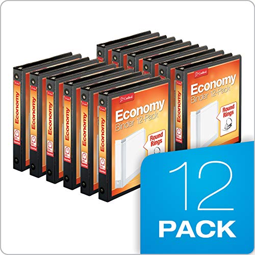 Cardinal Economy 3-Ring Binders, 1", Round Rings, Holds 225 Sheets, ClearVue Presentation View, Non-Stick, White, Carton of 12 (90621)