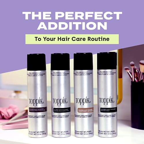 Toppik Colored Hair Thickener, Medium Brown, Volumizing Root Touch Up Concealer Hair Color Spray, Colored Spray for Root Touch Up, Cover Up, Hair Thickening, Hair Building Fiber Spray, 5.1oz Spray