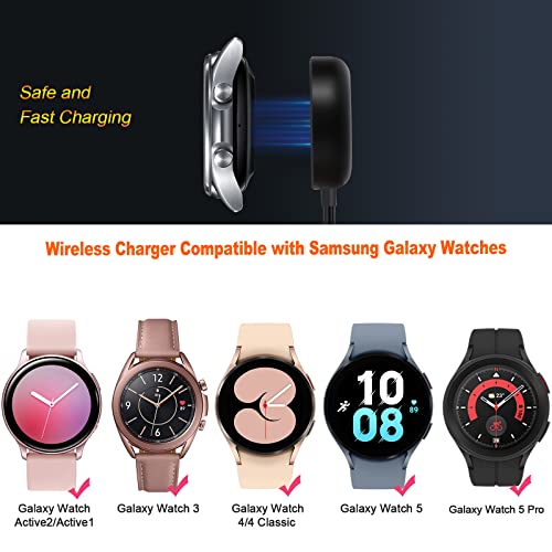 2 Pack Compatible with Samsung Watch Charger,Galaxy Watch 6/5/4 Charger Cable Dock USB Replacement for Samsung Galaxy Watch 6/6 Classic/ 5/5 Pro/4/4 Classic/3/Active 2/Active