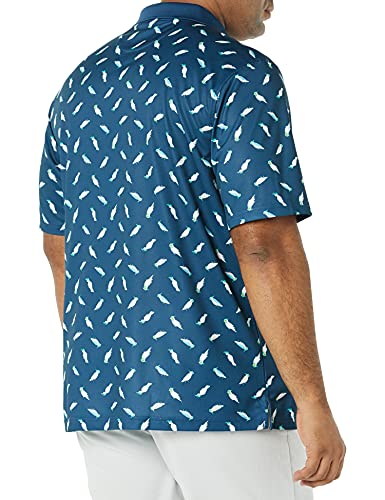 Amazon Essentials Men's Regular-Fit Quick-Dry Golf Polo Shirt (Available in Big & Tall), Teal Blue Birds Print, X-Large