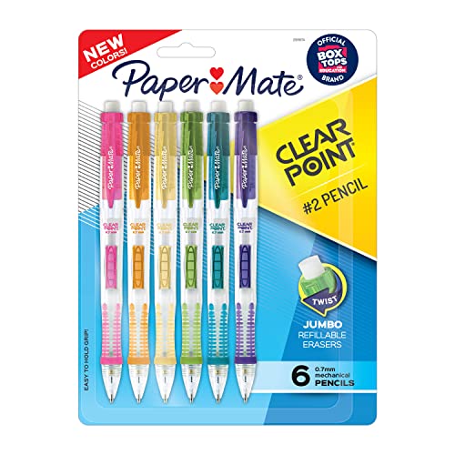 Paper Mate Clearpoint Pencils, HB 2 Lead (0.7mm), Assorted Barrel Colors, 10 Count