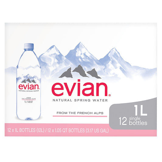 Evian Natural Spring Water, 12 pk./1L