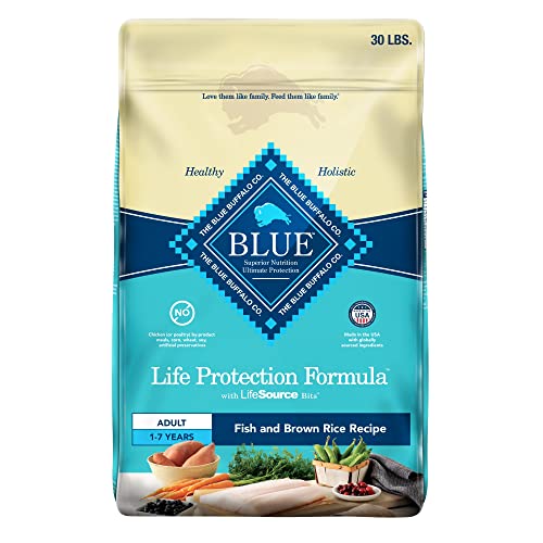 Blue Buffalo Dog Food, Life Protection Formula, Natural Fish & Brown Rice Flavor, Adult Dry Dog Food, 30 lb Bag