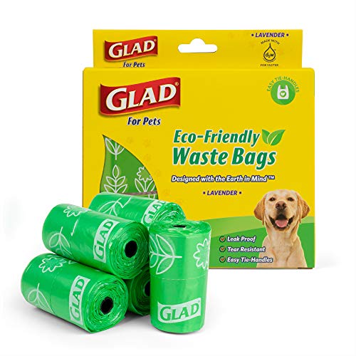 Glad Eco Friendly Waste Bags | 8 Rolls of Lavender Scented 120 Bags in Total for All Dogs, Leak Proof and Strong Poop Bags