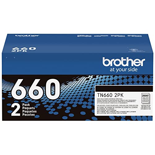 Brother Genuine High-Yield Black Toner Cartridge Twin Pack TN660 2PK (TN6602PK)