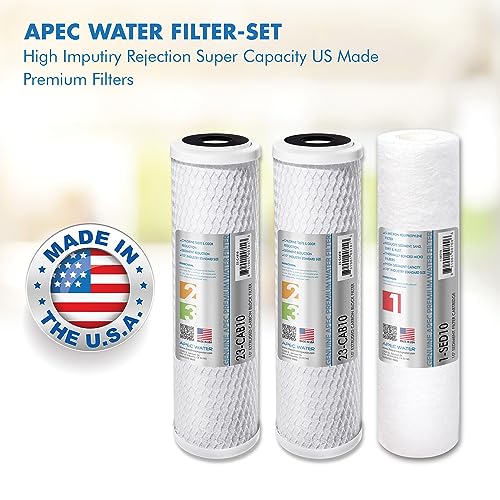 APEC Water Systems Filter-Set US Made Double Capacity Replacement Stage 1-3 for Ultimate Series Reverse Osmosis System, Standard, White