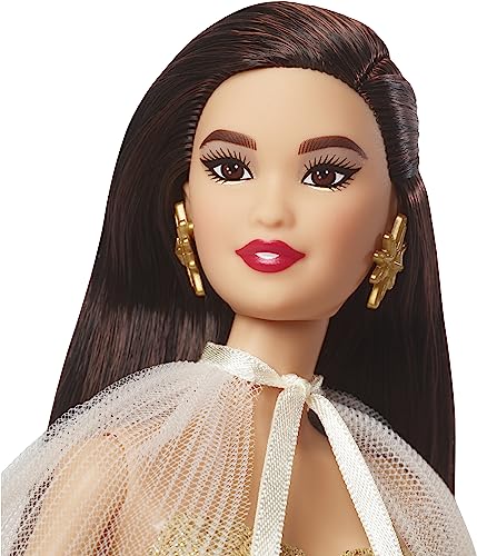 Barbie 2023 Holiday Barbie Doll, Seasonal Collector Gift, Barbie Signature, Golden Gown and Displayable Packaging, Black Hair