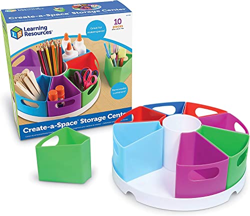 Learning Resources Create-a-Space Storage Center, 10 Piece set - Desk Organizer for Kids, Art Organizer for Kids, Crayon Organizer, Homeschool Organizers and Storage