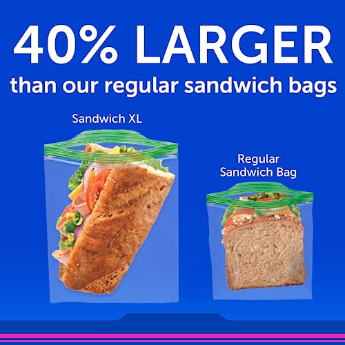 Ziploc Sandwich and Snack Bags, Storage Bags for On the Go Freshness, Grip n Seal Technology for Easier Grip, Open, and Close, 30 Count (Pack of 3)