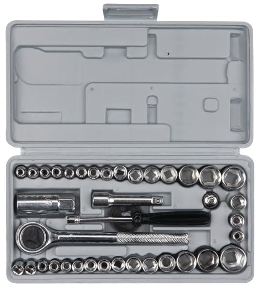 Performance Tool W1173 SAE/Metric 40-Piece SAE and Metric Socket Set, 1/4-Inch & 3/8-Inch Drive