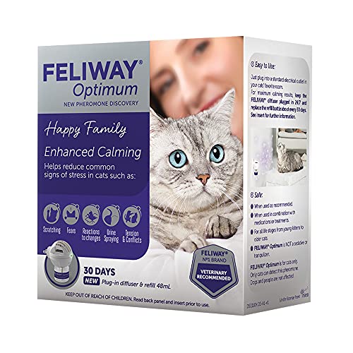 FELIWAY Optimum Cat, Enhanced Calming Pheromone Diffuser, 30 Day Starter Kit (48 mL), Translucent