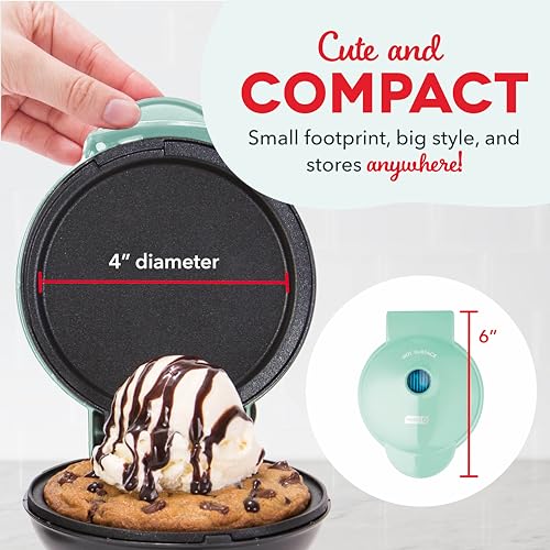 DASH Mini Maker Electric Round Griddle for Individual Pancakes, Cookies, Eggs & other on the go Breakfast, Lunch & Snacks with Indicator Light + Included Recipe Book - Silver