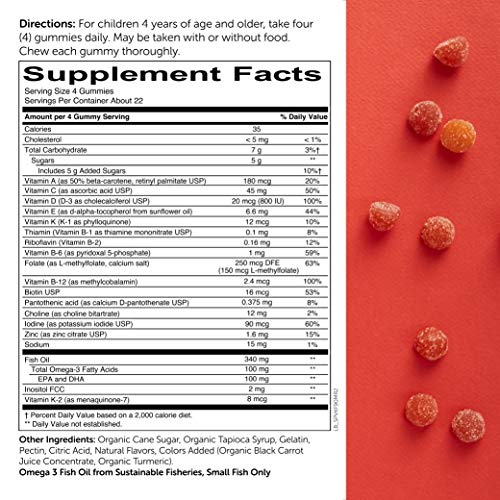 SmartyPants Kids Formula Daily Gummy Vitamins: Gluten Free, Multivitamin & Omega 3 Fish Oil (Dha/Epa), Methyl B12, vitamin D3, Vitamin B6, 90Count (22 Day Supply) - Packaging May Vary