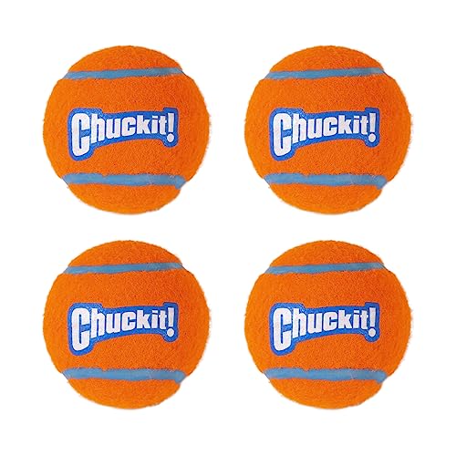 Chuckit Dog Tennis Ball Dog Toy, Medium (2.5 Inch Diameter) for dogs 20-60 lbs, Pack of 4