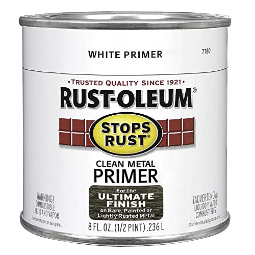 Rust-Oleum 7780730 Rustoleum 7780-730 1/2 Pint Stops Rust Primer, 8 Ounce, Flat White Clean Metal