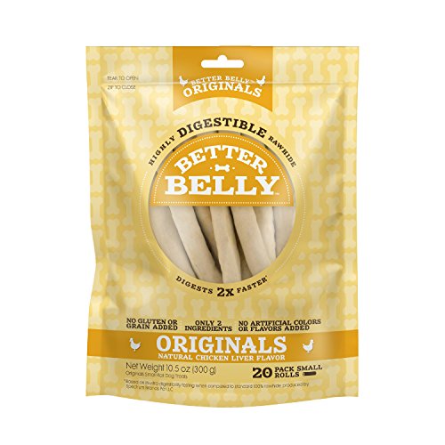 Better Belly Chicken Liver Small Rawhide Rolls, 20-Count