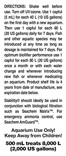 Seachem Stability Fish Tank Stabilizer - For Freshwater and Marine Aquariums, 16.9 Fl Oz (Pack of 1)