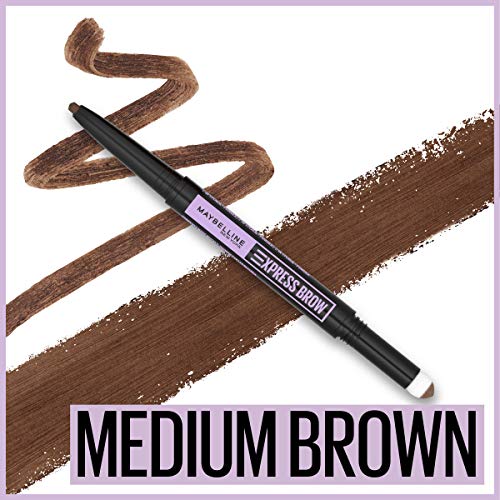 Maybelline New York Express Brow 2-In-1 Pencil and Powder Eyebrow Makeup, Medium Brown, 1 Count
