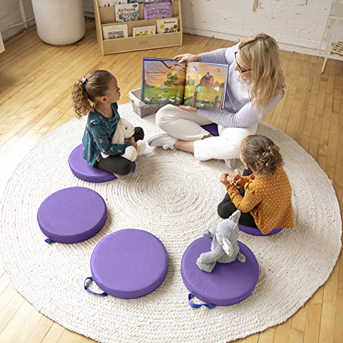 ECR4Kids SoftZone Floor Cushions, Round, Flexible Seating, Sand, 6-Piece