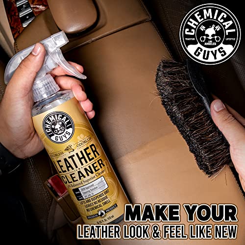 Chemical Guys HOL303 Leather Cleaner and Conditioner Detailing Kit, for Interiors, Leather, Apparel, Furniture, Boots, and More (Works on Natural, Synthetic, Pleather, Faux Leather and More), 9 Items