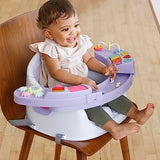 Infantino Music & Lights 3-in-1 Discovery Seat and Booster - Convertible Infant Activity and Feeding Seat with Electronic Piano for Sensory Exploration, for Babies and Toddlers, Lavender