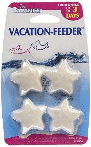 Penn-Plax Pro Balance Vacation Fish Feeder – Slow Release Food That’s Great for Weekend Vacays 1 Block Feeds up to 3 Days – 4 Starfish Shape Blocks (1 Package) (PBV3)