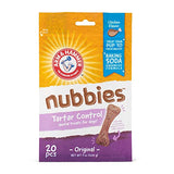 Arm & Hammer For Pets Nubbies Dental Treats for Dogs | Dental Chews Fight Bad Breath, Plaque & Tartar without Brushing | Baking Soda Enhanced Chicken Flavor Dog Treats, 20 Pcs (Packaging may vary)