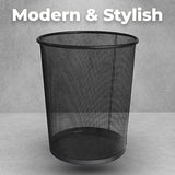 Greenco Mesh Round Wastebasket, 6 Gallon, 2pk (Black) - Lightweight & Sturdy Office Trash Cans for Near Desk - Garbage Can for Bedroom, Kitchen, Dorm - Garbage Bin - Trash Can Office & Home Supplies
