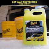 Meguiars Ultimate Wash and Wax, Car Wash and Wax Cleans and Shines in One Step, Wash, Shine, and Protect with an Enhanced pH Neutral Car Paint Cleaner, 1 Gallon, 128 Fl Oz (Pack of 1)