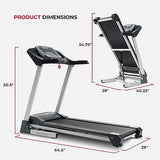 Sunny Health & Fitness Performance Treadmill Features Auto Incline, Dedicated Speed Buttons, Double Deck Technology, Digital Performance Display with BMI Calculator and Pulse Sensors - SF-T7515