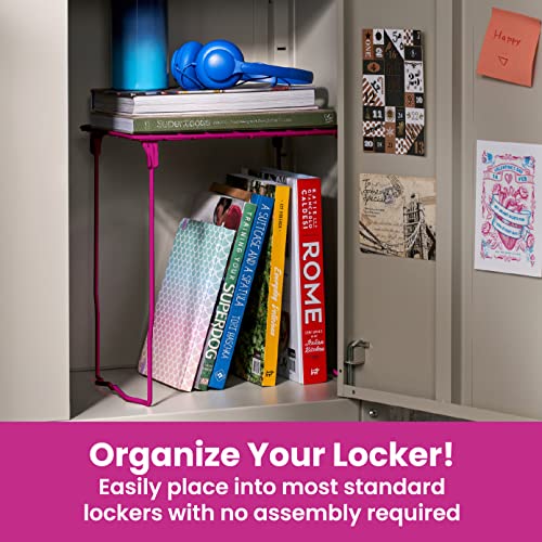 LockerMate Stac-A-Shelf Locker Organizer Shelf, Stackable, Extra Tall, Fits Standard Size School Lockers, Black