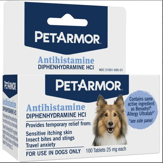PetArmor Antihistamine Allergy Relief for Dogs, 100 Tablets