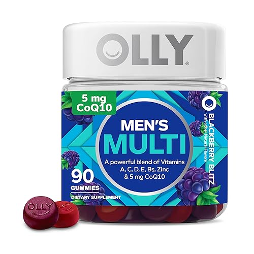 OLLY Men's Multivitamin Gummy, Immune Support, Vitamins A, C, D, E, B, Lycopene, Zinc, BlackBerry, 60 Day Supply - 120 Count