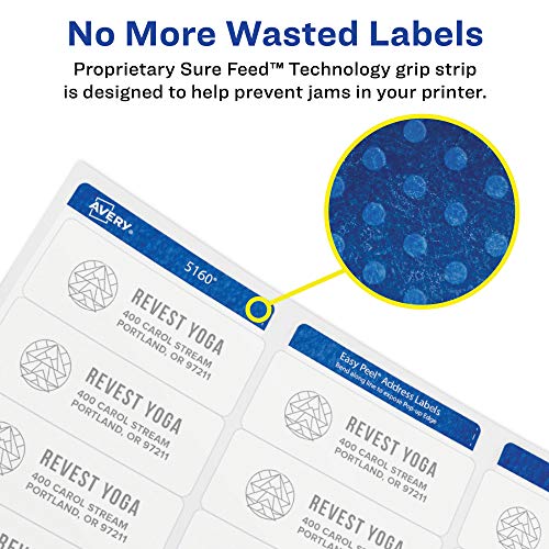 Avery High Visibility Printable Round Labels with Sure Feed, 1-2/3 Diameter, White, 600 Customizable Blank Labels (5293)