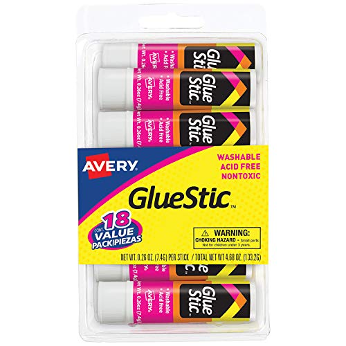 Avery Glue Stick Value Pack White, Washable, Nontoxic, 0.26 oz. Permanent Glue Stic, 144pk (00100)
