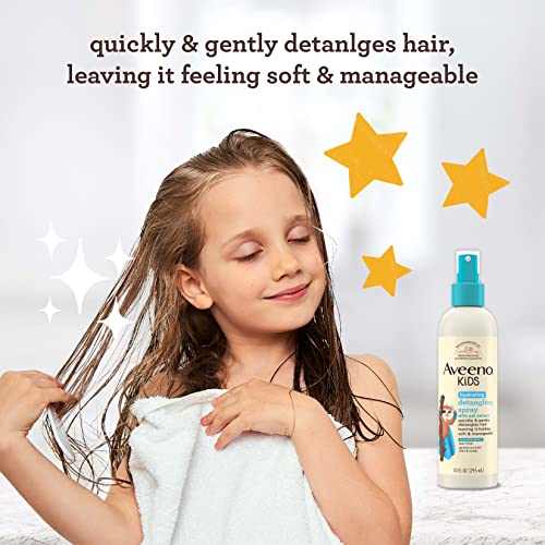 Aveeno Kids Hydrating Detangling Spray with Oat Extract, Quickly & Gently Detangles Kids Hair, Tear-Free & Suitable for Skin & Scalp, Light Fragrance, Hypoallergenic, 10 fl. Oz