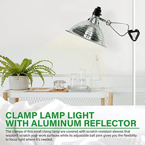 Simple Deluxe Clamp Lamp Light with 8.5 Inch Adjustable Aluminum Reflector and 6 Feet Cord, up to 150W E26 Socket (no Bulb Included), Silver and Black, 2 Pack