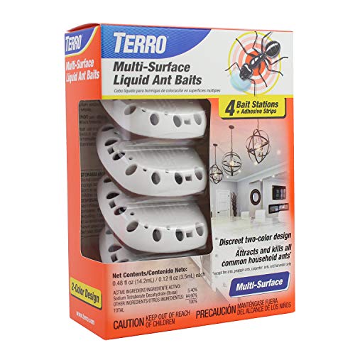 TERRO T334SR Indoor Multi-Surface Liquid Ant Bait and Ant Killer - 8 Discreet Ant Bait Stations - Kills Common Household Ants
