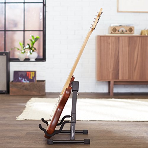 Amazon Basics Adjustable Guitar Folding A-Frame Stand for Acoustic and Electric Guitars with Non-Slip Rubber and Soft Foam Arms, Fully Assembled