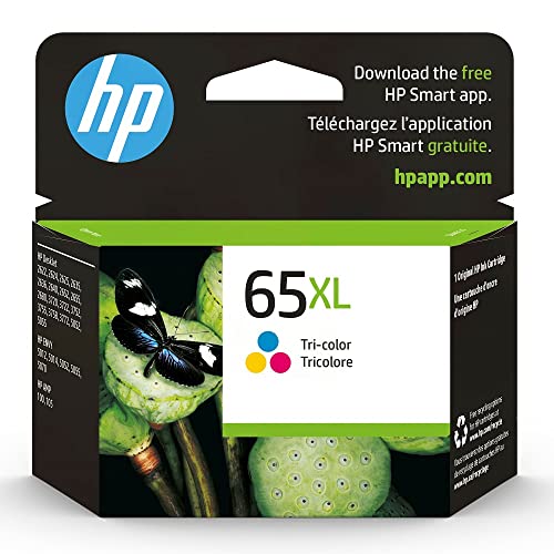 HP 65XL Tri-color High-yield Ink Cartridge | Works with HP AMP 100 Series, HP DeskJet 2600, 3700 Series, HP ENVY 5000 Series | Eligible for Instant Ink | N9K03AN
